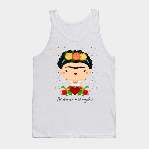 Mi cuerpo mis reglas my body my rules Frida Khalo Tank Top by Magic Store For You